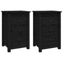 sengeborde 2 stk. 40x35x61,5 cm massivt fyrretræ sort
