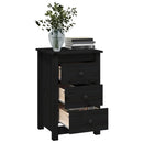 sengeborde 2 stk. 40x35x61,5 cm massivt fyrretræ sort