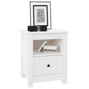 sengebord 40x35x49 cm massivt fyrretræ hvid
