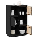 højskab 74x35x117 cm massivt fyrretræ sort