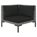 loungesæt til haven 4 dele med hynder polyrattan mørkegrå
