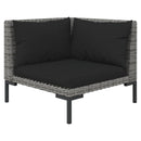 loungesæt til haven 7 dele med hynder polyrattan mørkegrå