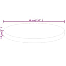 rund bordplade Ø40x2,5 cm ubehandlet massivt egetræ