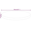 rund bordplade Ø50x2,5 cm ubehandlet massivt egetræ