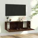 væghængt tv-bord 100x30x30 cm konstrueret træ røget egetræ