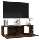 væghængt tv-bord 100x30x30 cm konstrueret træ røget egetræ