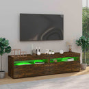 tv-borde 2 stk. med LED-lys 75x35x40 cm røget egetræsfarve
