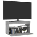 tv-bord med LED-lys 75x35x40 cm grå sonoma-eg