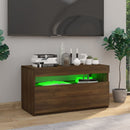 tv-bord med LED-lys 75x35x40 cm brun egetræsfarve