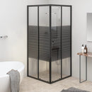 brusekabine 80x80x180 cm sikkerhedsglas stribet sort