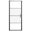 brusedør 81x195 cm halvmatteret hærdet glas sort