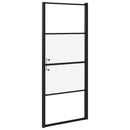 brusedør 81x195 cm halvmatteret hærdet glas sort