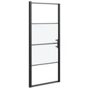 brusedør 91x195 cm halvmatteret hærdet glas sort