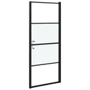 brusedør 91x195 cm halvmatteret hærdet glas sort
