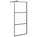 brusevæg 90x195 cm halvmatteret sikkerhedsglas sort