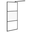 brusevæg 90x195 cm halvmatteret sikkerhedsglas sort