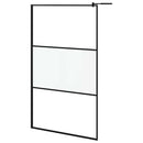 brusevæg 115x195 cm halvmatteret sikkerhedsglas sort