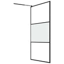 brusevæg 115x195 cm halvmatteret sikkerhedsglas sort