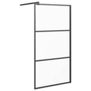 brusevæg 100x195 cm matteret sikkerhedsglas sort