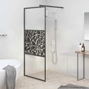brusevæg 80x195 cm sikkerhedsglas med stendesign sort