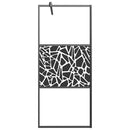 brusevæg 90x195 cm sikkerhedsglas med stendesign sort