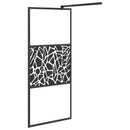 brusevæg 90x195 cm sikkerhedsglas med stendesign sort
