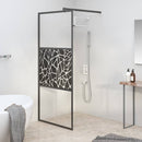 brusevæg 90x195 cm sikkerhedsglas med stendesign sort