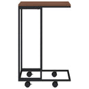 sidebord med hjul 40x30x63,5 cm konstrueret træ sort