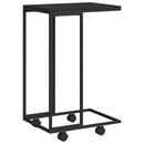 sidebord med hjul 40x30x63,5 cm konstrueret træ sort
