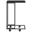 sidebord med hjul 40x30x63,5 cm konstrueret træ sort