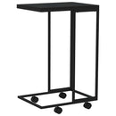 sidebord med hjul 40x30x63,5 cm konstrueret træ sort