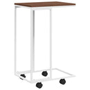 sidebord med hjul 40x30x63,5 cm konstrueret træ hvid