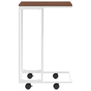 sidebord med hjul 40x30x63,5 cm konstrueret træ hvid