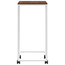 sidebord med hjul 40x30x63,5 cm konstrueret træ hvid