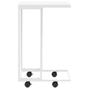 sidebord med hjul 40x30x63,5 cm konstrueret træ hvid