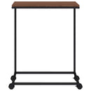 sidebord med hjul 55x35x70 cm konstrueret træ sort