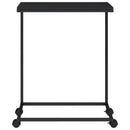 sidebord med hjul 55x35x70 cm konstrueret træ sort