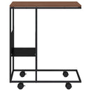 sidebord med hjul 55x36x63,5 cm konstrueret træ sort