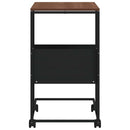 sidebord med hjul 55x36x63,5 cm konstrueret træ sort
