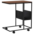 sidebord med hjul 55x36x63,5 cm konstrueret træ sort