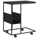 sidebord med hjul 55x36x63,5 cm konstrueret træ sort
