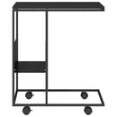 sidebord med hjul 55x36x63,5 cm konstrueret træ sort