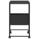 sidebord med hjul 55x36x63,5 cm konstrueret træ sort