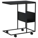 sidebord med hjul 55x36x63,5 cm konstrueret træ sort