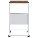 sidebord med hjul 55x36x63,5 cm konstrueret træ hvid