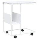 sidebord med hjul 55x36x63,5 cm konstrueret træ hvid