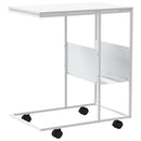 sidebord med hjul 55x36x63,5 cm konstrueret træ hvid
