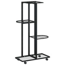 blomsterstativ 4 niveauer med hjul 44x23x80 cm jern sort