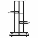 blomsterstativ 4 niveauer med hjul 44x23x80 cm jern sort