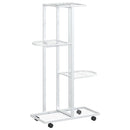 blomsterstativ 4 niveauer med hjul 44x23x80 cm jern hvid